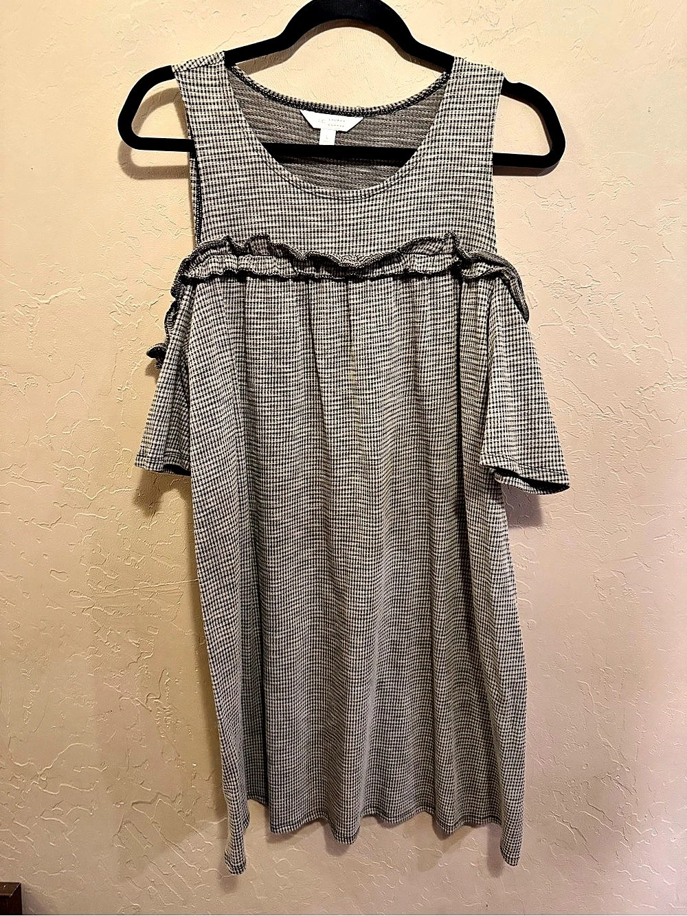Lauren Conrad Checkered Midi Dress in Black & White Large